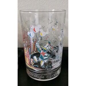 Vintage Disney World 25th Anniv Collectible Glass W/ Castle & Donald McDonald's